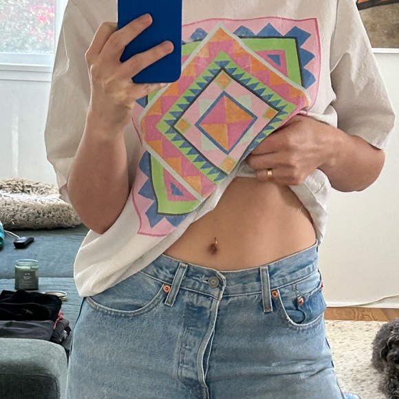 Vintage Tee with Geometric Pattern - Picture 1 of 4